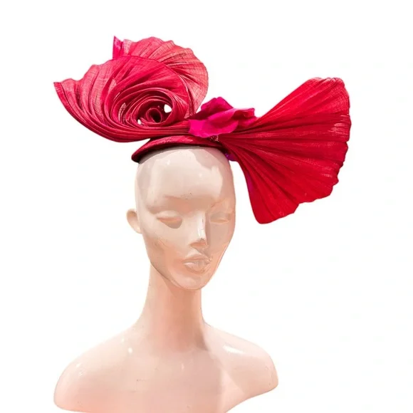 Hot pink bow big Fascinator display picture 1